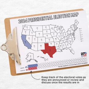 2024 Presidential Election Map I Vote Tracker Kids Activity Sheet and ...