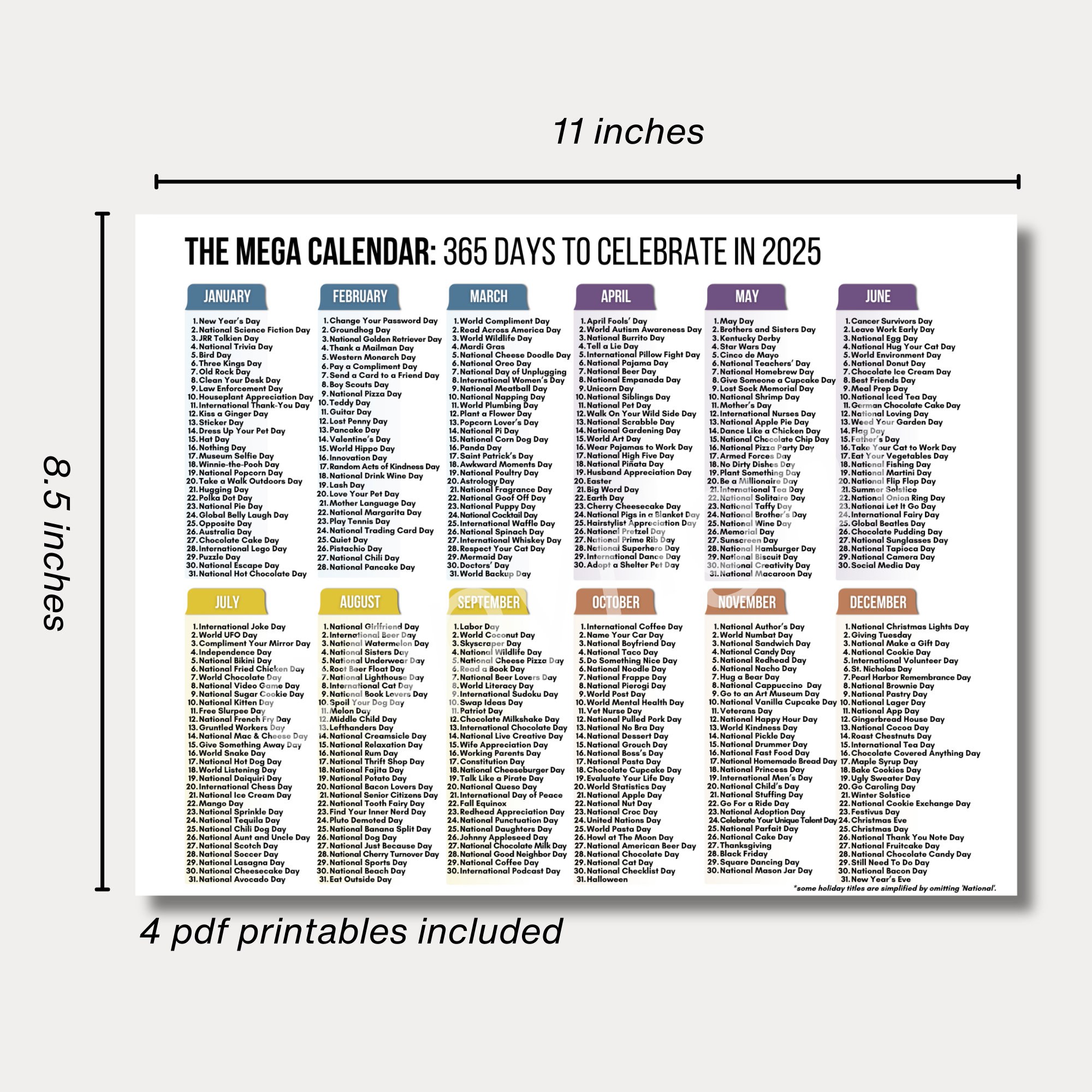 National Days Calendar Printables 2024 and 2025 National Holidays Calendar Social Media
