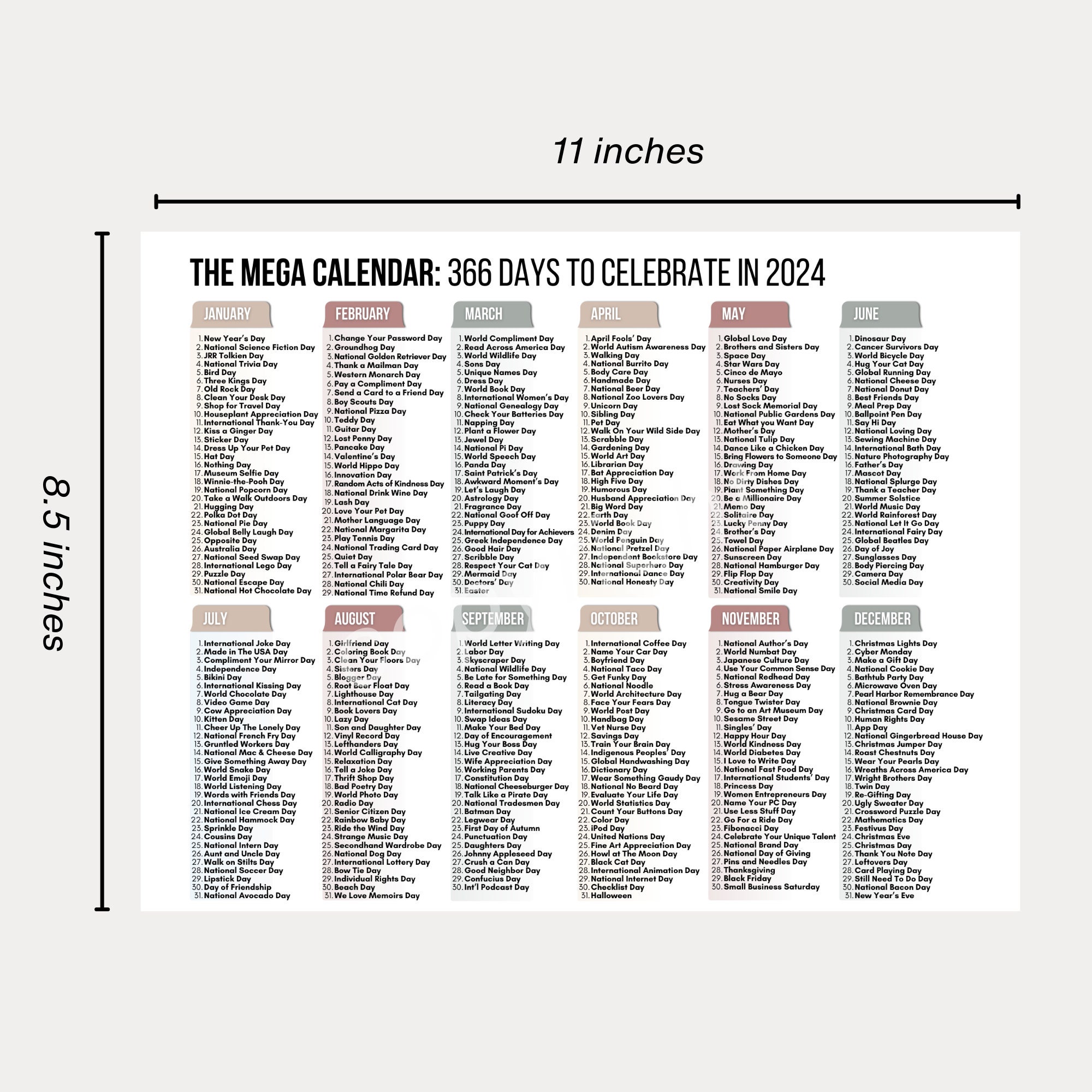 National Days Calendar Printable 2024 National Holidays Calendar Social