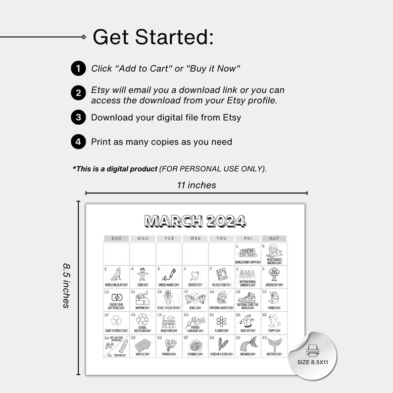 Printable March 2024 Holiday Calendar Fun National Holidays PDF