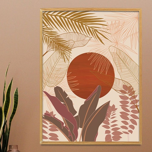 Jungle Sunset Wall Art Boho Tropical Sunset Print Rainforest - Etsy
