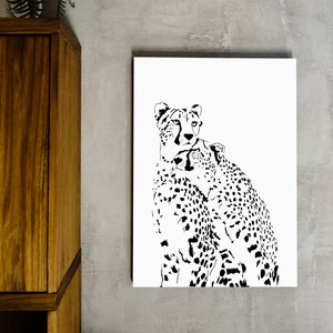 Cheetah print large cat print minimal cat print jungle animal print R2-D2 modern animal print black white cat cats wall art wildlife print