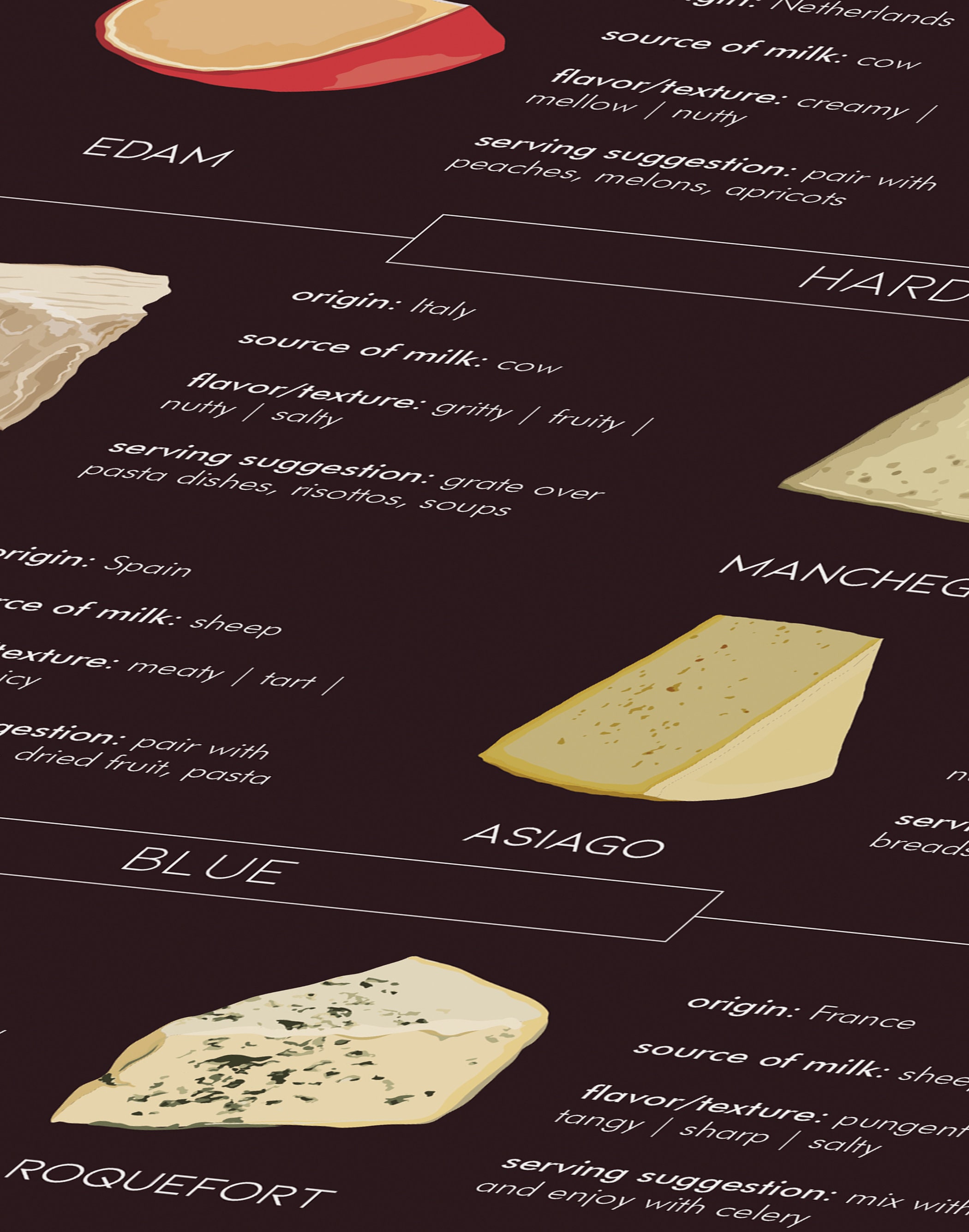 Types of Cheese Print Cheese Guide Cheese Infographic | Etsy