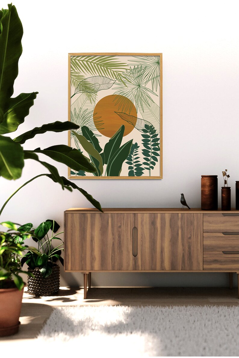 Jungle Sunset Wall Art Boho Tropical Sunset Print Rainforest - Etsy