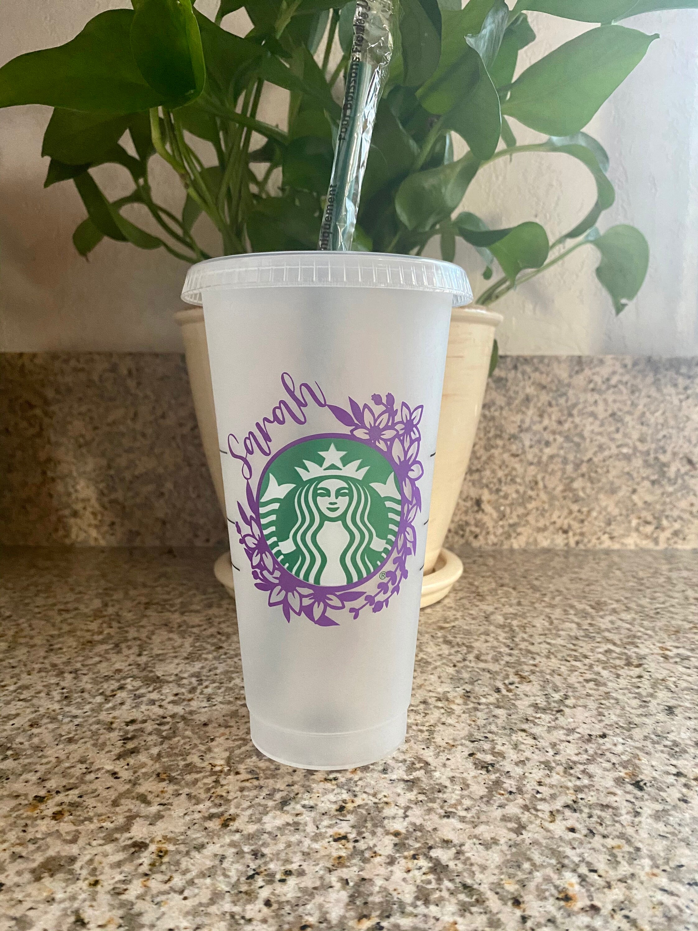 Starbucks Reusable Cup Floral Starbucks Cup Custom Name Etsy