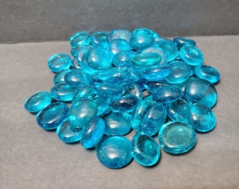 Colored Glass Gems, Turquoise Blue Marbles, Decorative Accent Pebbles, Soil Topper Stones, Vase Filler, Colorful Gems, 10oz