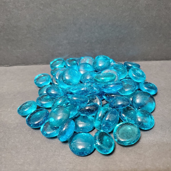 Colored Glass Gems, Turquoise Blue Marbles, Decorative Accent Pebbles, Soil Topper Stones, Vase Filler, Colorful Gems, 10oz