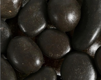 Polished Black River Rocks, 2 pound / 32 oz, Decorative Accent Pebbles, Soil Topper, Vase Filler, Dark Brown Bronze Stones