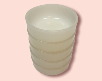 Vintage Milk Glass Glasbake 5" Stackable Snack/Fruit Bowls (Set of 5)
