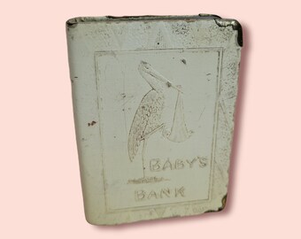 Vintage 1930/40's Stork Baby Coin Bank
