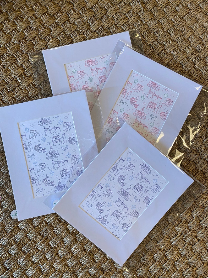 Pink Columbia Toile Print 5x7 with 8x10 Mat