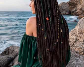Dark Brown Synthetic Dreadlock Extensions: Boho Festival Hair