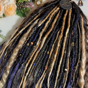 Dark Brown Purple Blonde Boho Synthetic Dreads Mix - Handmade Crochet Dreadlock Extensions, Double Ended Locs, Kanekalon Faux Dreads DE SE