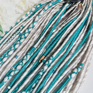 Blond silber weiß & türkis Boho wrap synthetische Dreads synthetische Dreadlocks, Vikings Dreads, synthetische Dreadlocks
