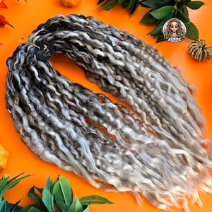 Dark Brown & Blond Curly Synthetic Dreads: Boho Viking Style