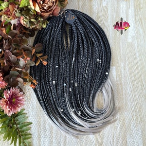 Gray and silver synthetic braids hair extensions, Kanekalon hair, Kanekalon braids dreadlocks, Double ended crochet braids, Hairstylist gift