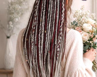 Extensiones de trenzas Kanekalon con rastas sintéticas rubias borgoña