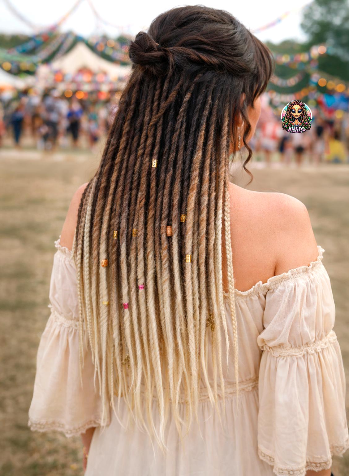 Ombre Dreadlock Extensions: Black Brown Blonde Ginger  display picture 1