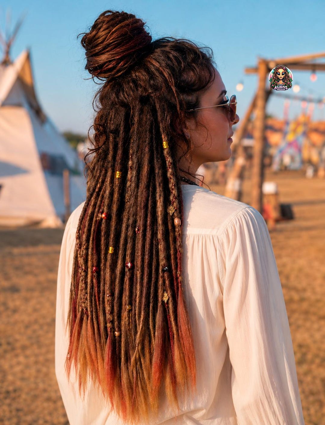 Brown & Ginger Synthetic Dreadlock Extensions: DE/SE Kanekalon