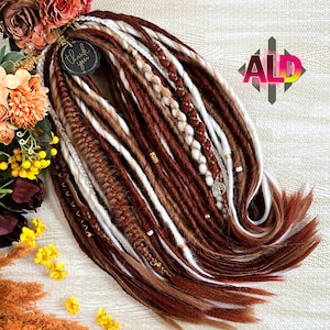 Ginger & Light Brown Synthetic Dreads: Braided Hair Extensions