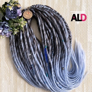 Blue & Brown Boho Synthetic Dreadlock Extensions: Viking Dreads Full Set