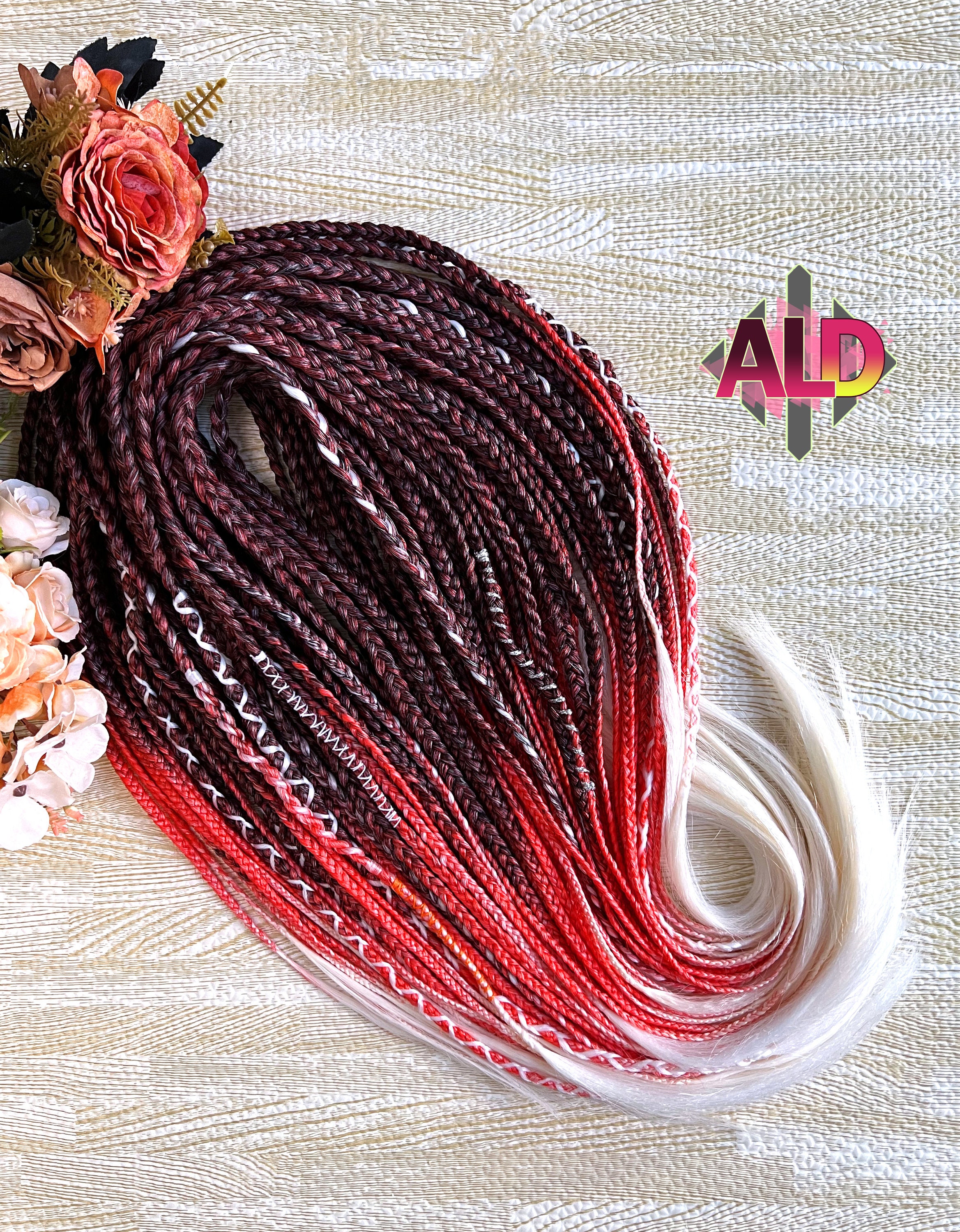 5 packs of Black red white ombré braiding hair NWT Red & White Ombre Braided Hair Extensions: Boho Viking  main image 3