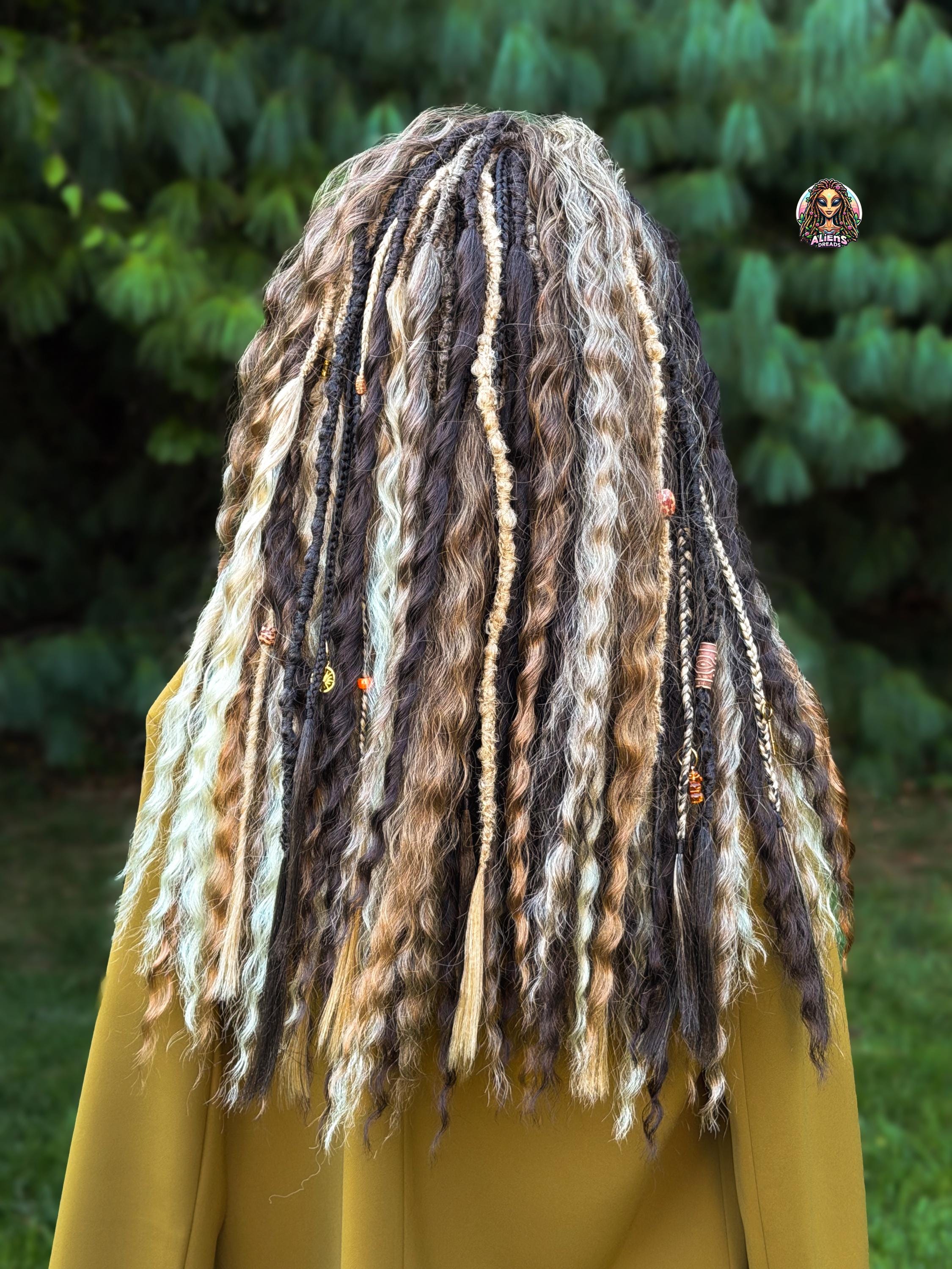 Brown & Blonde Boho Dreadlock Extensions: Curly Dreads, Handmade ...