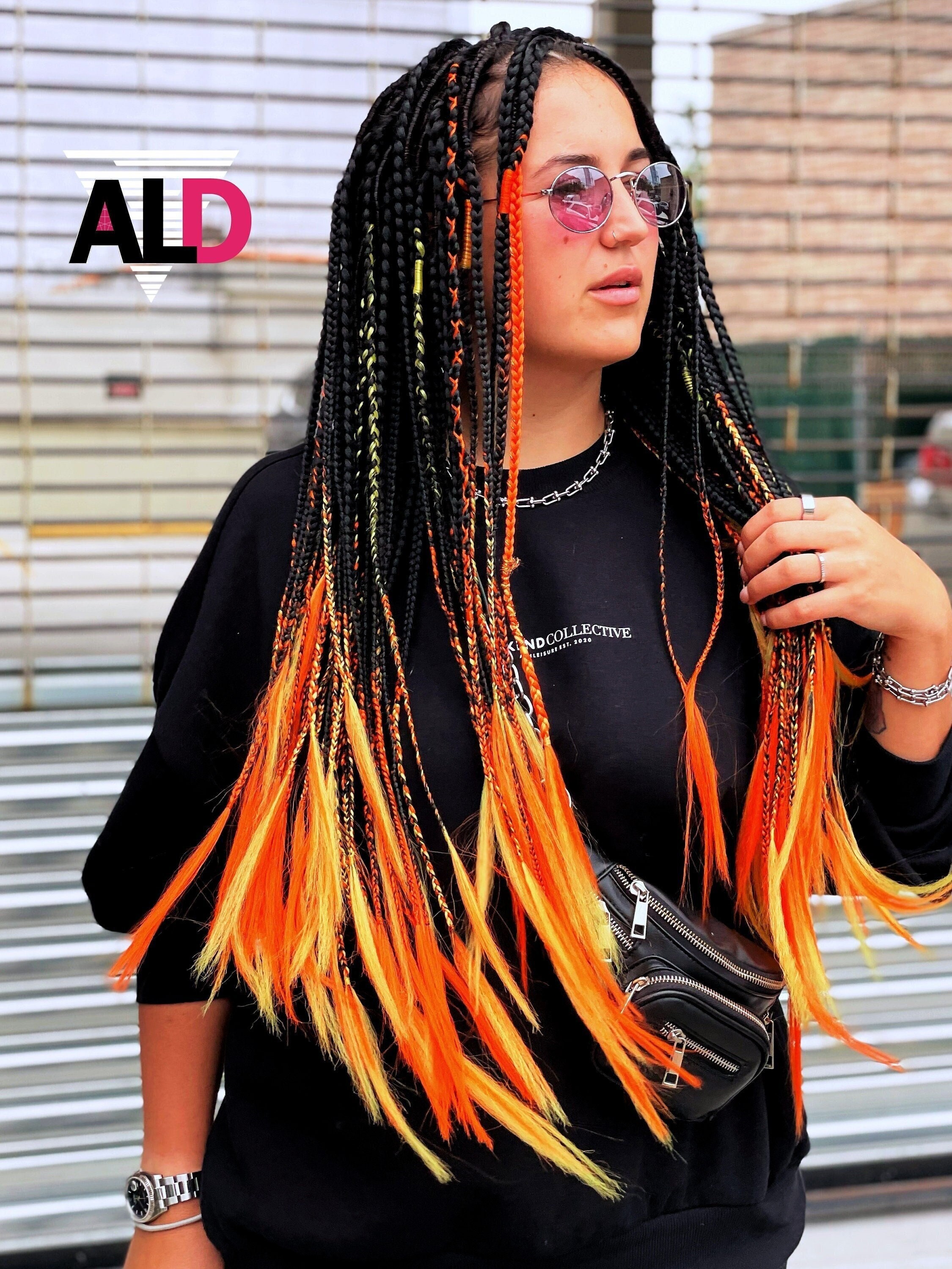 Black & Orange Yellow Braids Hair Extensions Synthetic Dreads - Etsy Black & Orange Yellow Braids Hair Extensions Synthetic Dreads - Etsy
