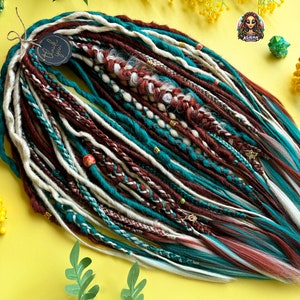 Ginger & Green Synthetic Dreads: Blonde Accent Braids, Kanekalon Extensions