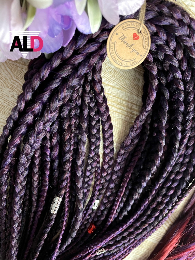 Purple & Wine Red BRAIDS Synthetic Dreads Dreadlock | Etsy