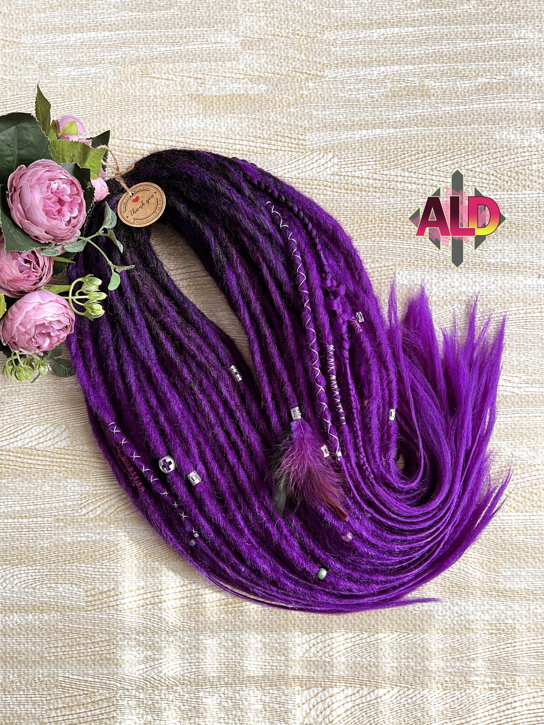 Purple & Black Synthetic Boho Dreads, Vikings Dreads, Dreadlock ...
