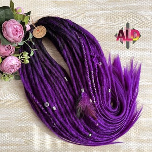 Purple & black synthetic boho dreads, Vikings dreads, Dreadlock Extensions, Synthetic Dreadlocks Kanekalon