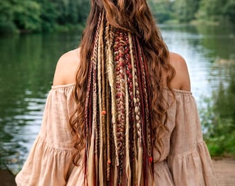 Burgundy Brown Synthetic Handmade Dreadlocks Braided Hair Extensions