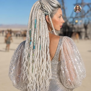 Boho Blonde & White Synthetic Dreadlock Extensions: Crochet Kanekalon Dreads