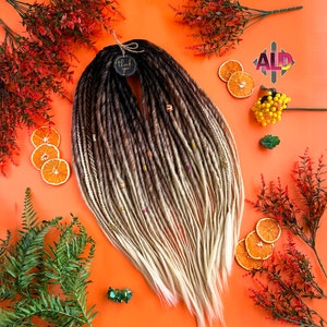 Ombre Dreadlock Extensions: Black Brown Blonde Ginger Synthetic Dreads - DE/SE