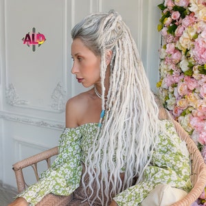 Boho Blonde & White Synthetic Dreads: Crochet Kanekalon Hair Extensions