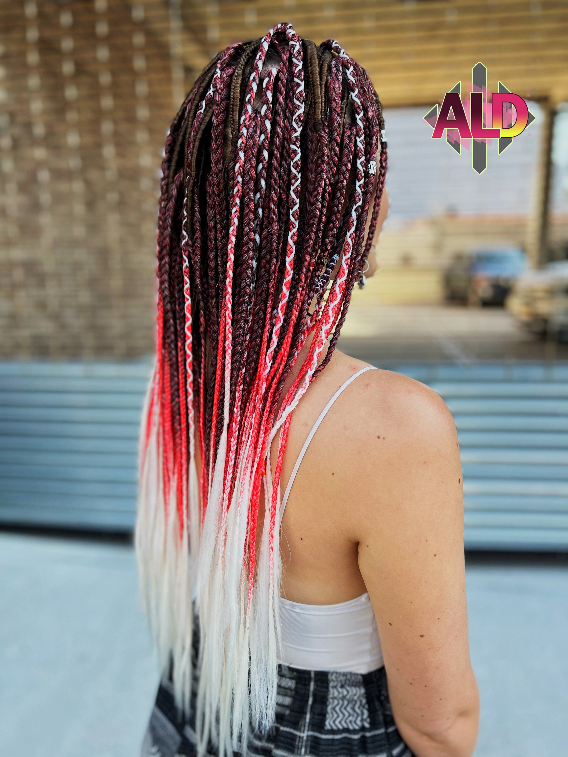 5 packs of Black red white ombré braiding hair NWT Red & White Ombre Braided Hair Extensions: Boho Viking  main image 2
