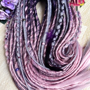 Dark Purple & Light Pink Gray Synthetic Boho Dreads, Vikings Dreads ...