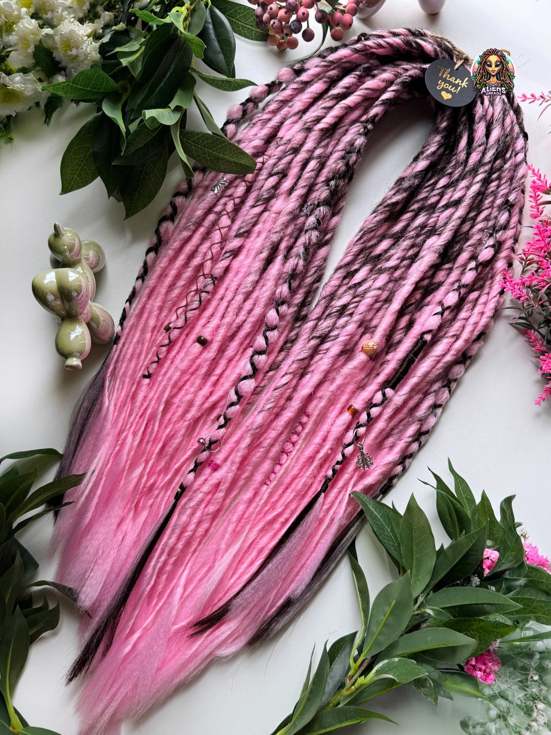 Dark Brown and Light Pink Double Ended Synthetic Dreads Extensions ...