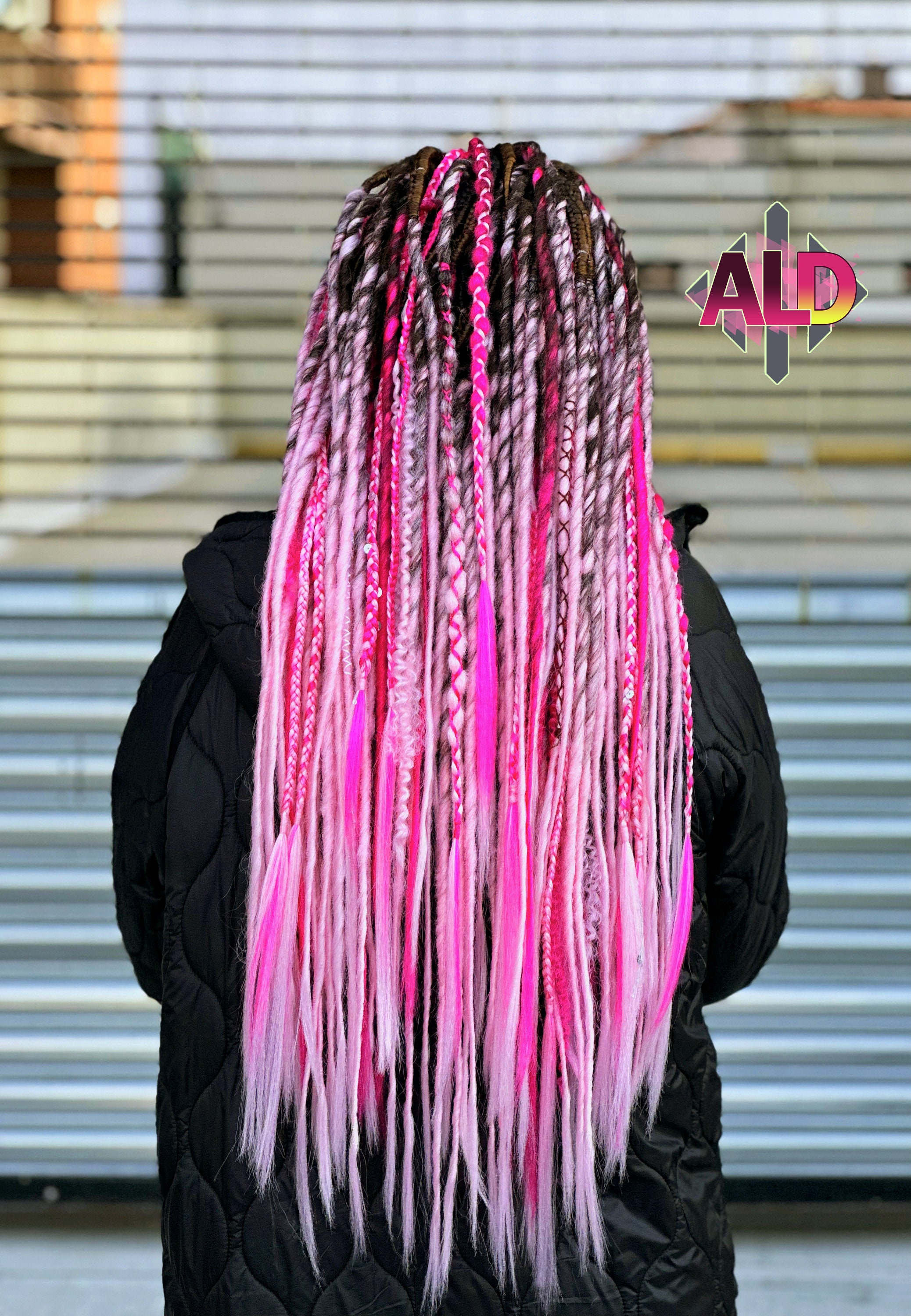 Ombre Brown to Pink Dreadlock Extensions: Synthetic Boho 
