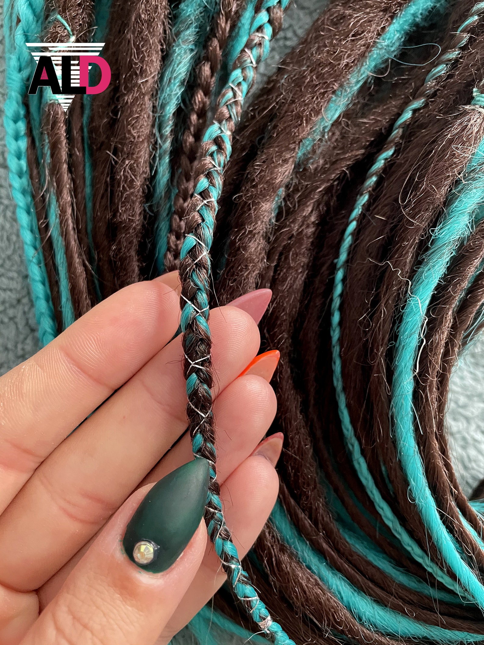 Brown & turquoise synthetic dreads Dreadlock Extensions Etsy