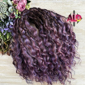 Bohemian Ariel brown purple blue curly soft boho hair dreads, synthetic dreadlocks, extensions de se synthetiques dreads