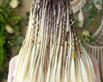 Braun Blonde Synthetische Dreadlocks: Boho Wikinger Faux Dreadlocks mit Perlen
