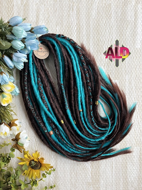 Dark Brown Turquoise Synthetic Boho Wrap Dreads Vikings Dreads Dreadlock Extensions Synthetic Dreadlocks Full Set Dreads Etsy Canada