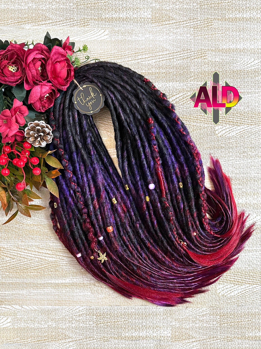 Black & Purple Wine Red Burgundy Boho Wrap Synthetic Dreads, Vikings ...