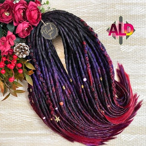 Burgundy Wine Red Synthetic Dreads: Black Purple Boho Wrap