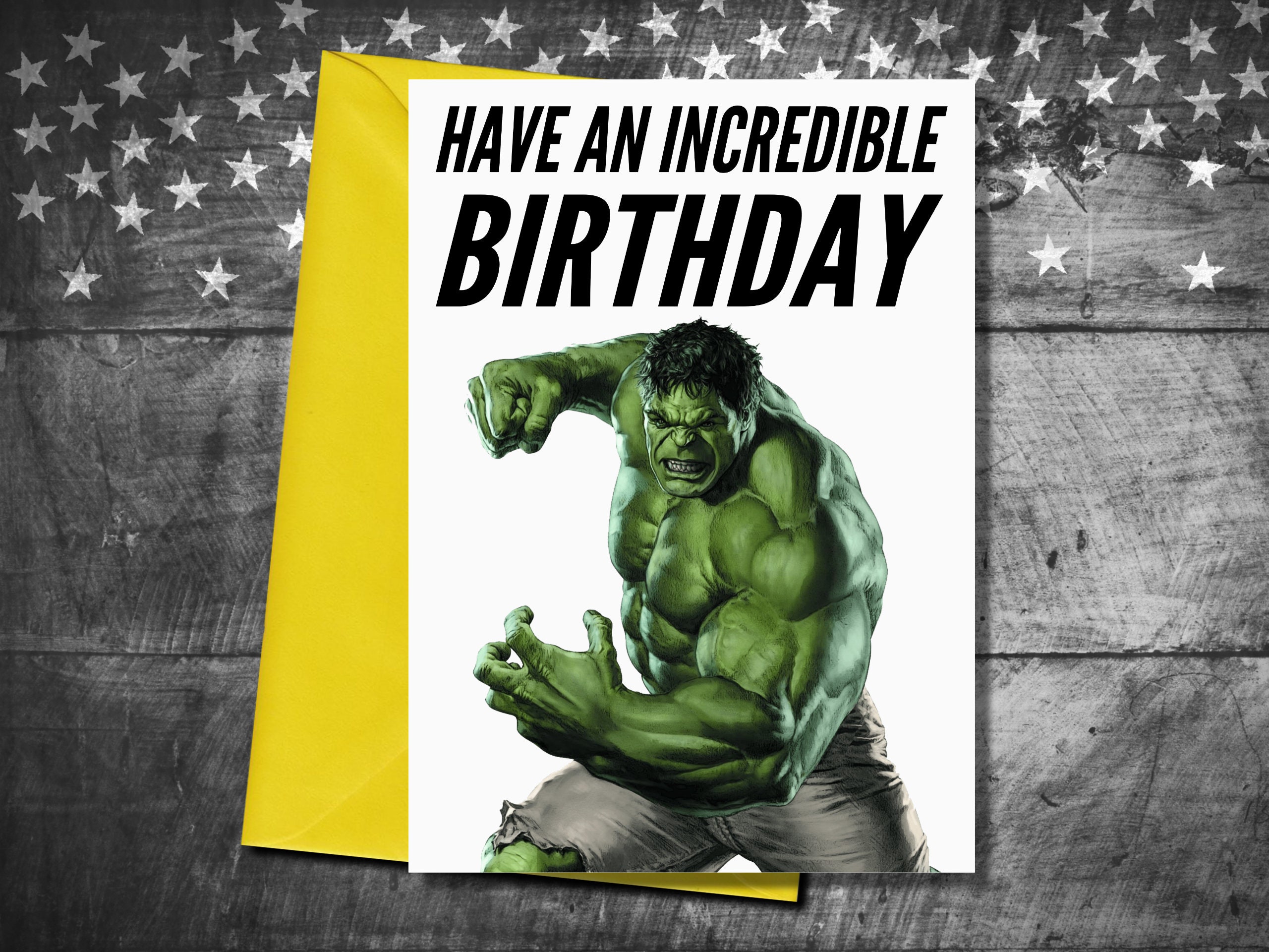 Hulk Birthday Card Marvel Birthday Card Hulk Greeting Card | Etsy