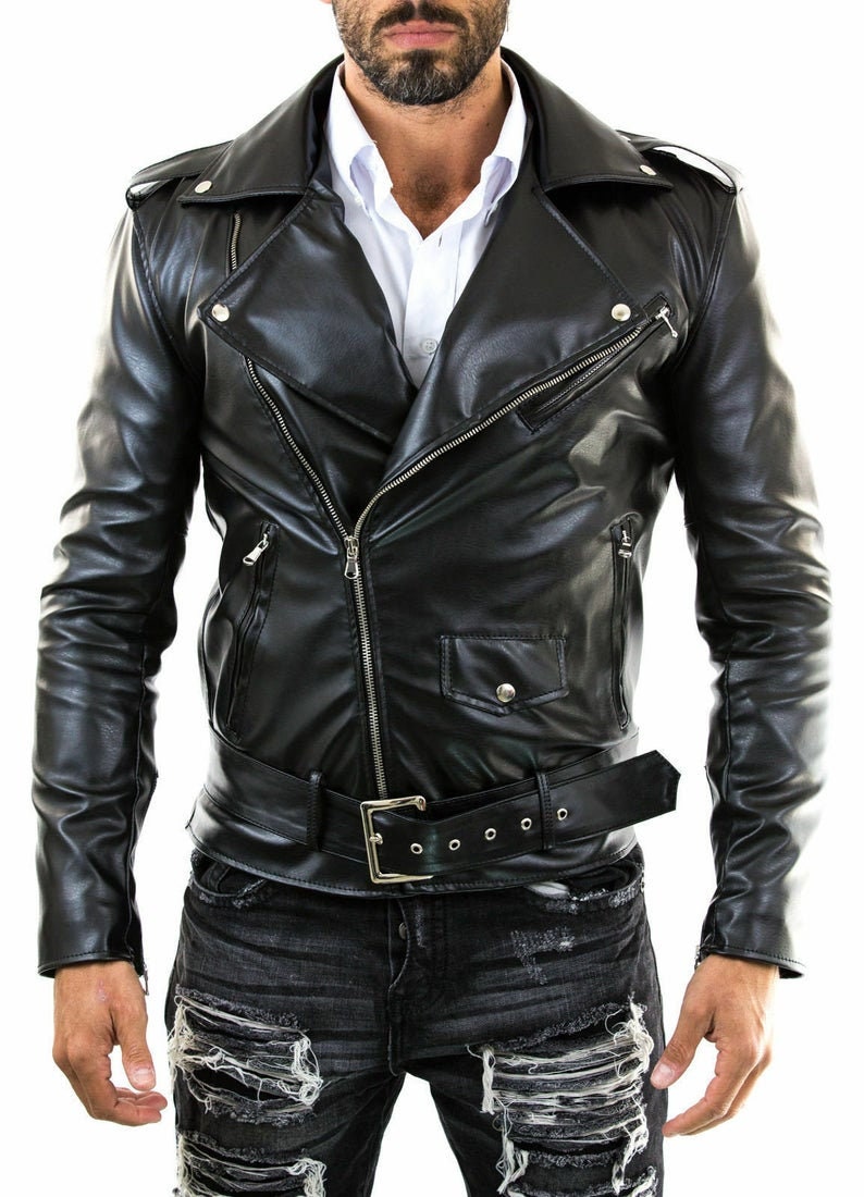 Men/'s Genuine Lamb Skin Soft Leather Jacket Real Leather Motorcycle Slim fit Biker Jacket Customize Leather Jacket FREE SHIPPING