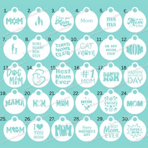 Mothers Day Stencils | Happy Mothers Day | Bonus Mom | Best Mom | Tired mom | Mothers Day Cookies | Mothers Day Macarons | Cat Mom | Dog Mom