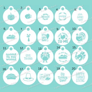 Thanksgiving Stencils | Give Thanks stencils | Turkey Stencil | Grateful Stencil | Blessed Stencil | Thanksgiving Cookies | Turkey Puns